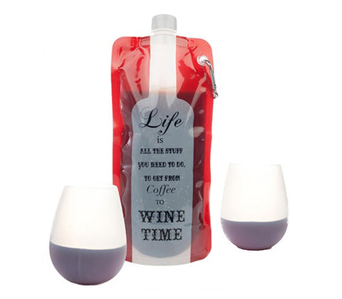 Image of Wine on the Go Flask and Cups